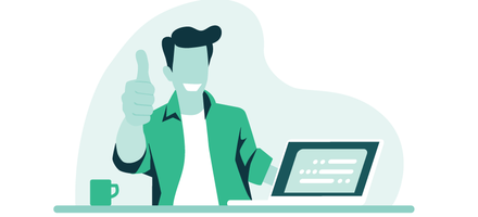 Illustrasjon av mann med laptop
