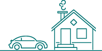 illustrasjon av hus og bil