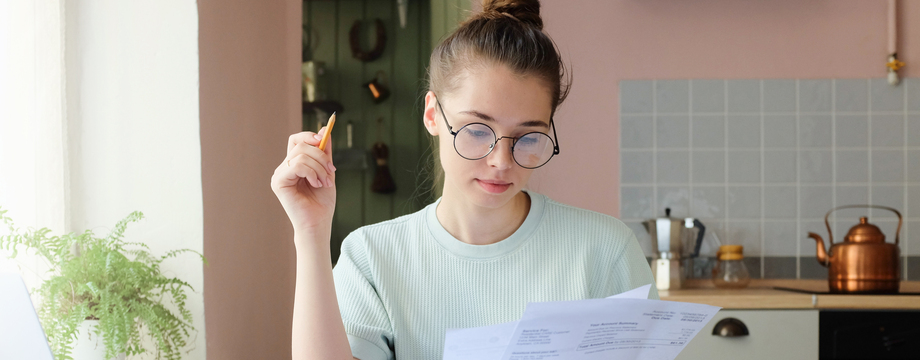 Woman reading documents.