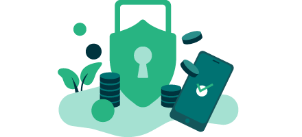 Illustration of lock, money and mobile