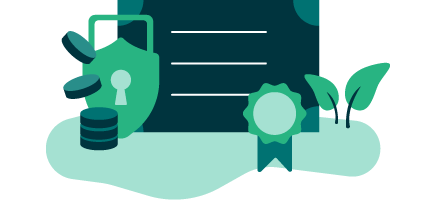 Illustration of diploma, lock and money